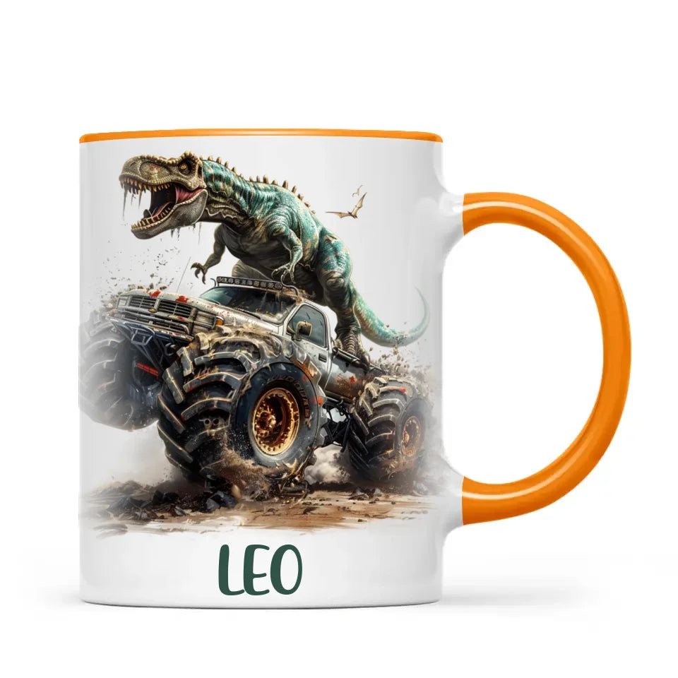 Personalised Dinosaur Monster Truck Kids Cup - Custom Name Mug for Boys - 11oz, 6oz or Enamel Cup - NZ Made Gift