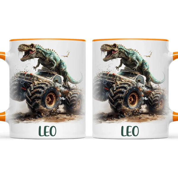 Personalised Dinosaur Monster Truck Kids Cup - Custom Name Mug for Boys - 11oz, 6oz or Enamel Cup - NZ Made Gift