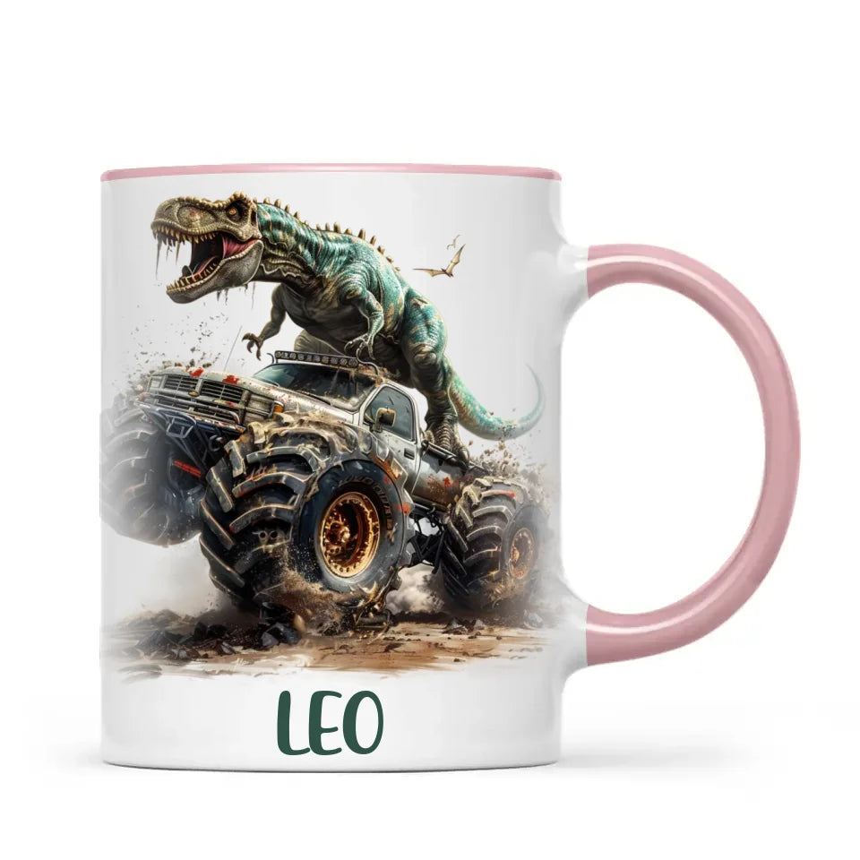 Personalised Dinosaur Monster Truck Kids Cup - Custom Name Mug for Boys - 11oz, 6oz or Enamel Cup - NZ Made Gift