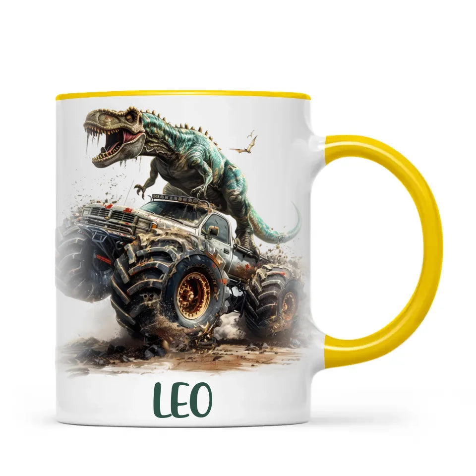 Personalised Dinosaur Monster Truck Kids Cup - Custom Name Mug for Boys - 11oz, 6oz or Enamel Cup - NZ Made Gift