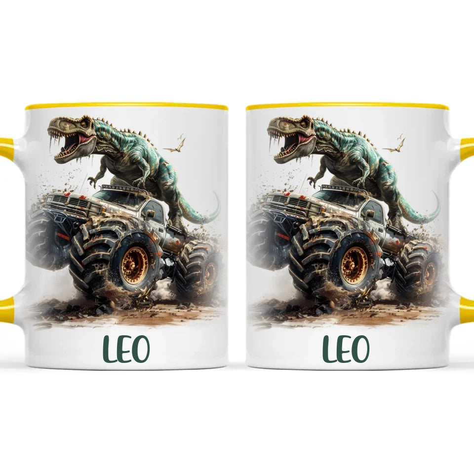 Personalised Dinosaur Monster Truck Kids Cup - Custom Name Mug for Boys - 11oz, 6oz or Enamel Cup - NZ Made Gift