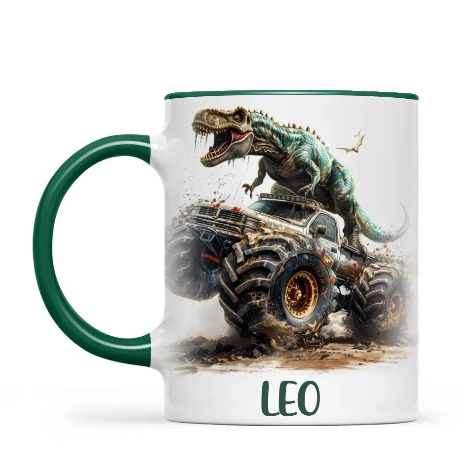 Personalised Dinosaur Monster Truck Kids Cup - Custom Name Mug for Boys - 11oz, 6oz or Enamel Cup - NZ Made Gift