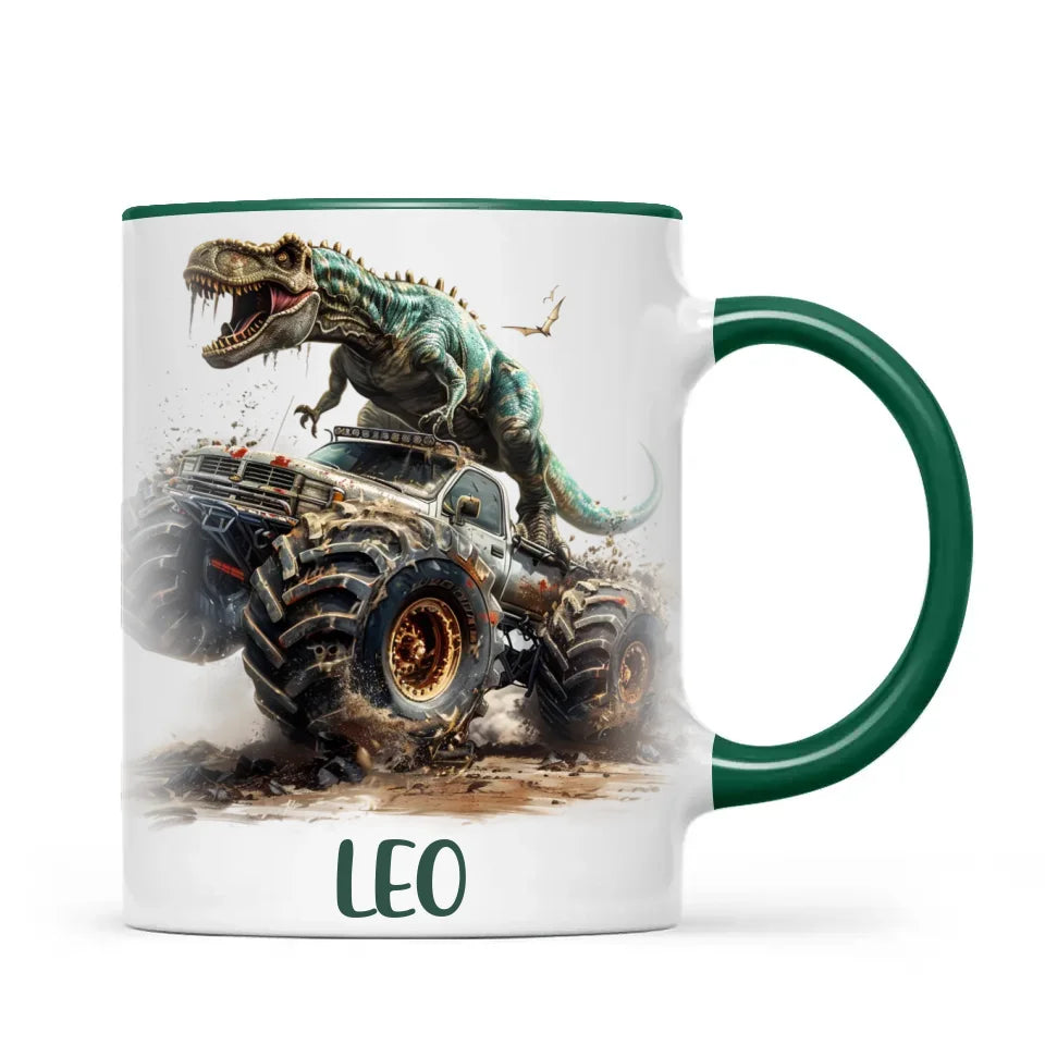 Personalised Dinosaur Monster Truck Kids Cup - Custom Name Mug for Boys - 11oz, 6oz or Enamel Cup - NZ Made Gift