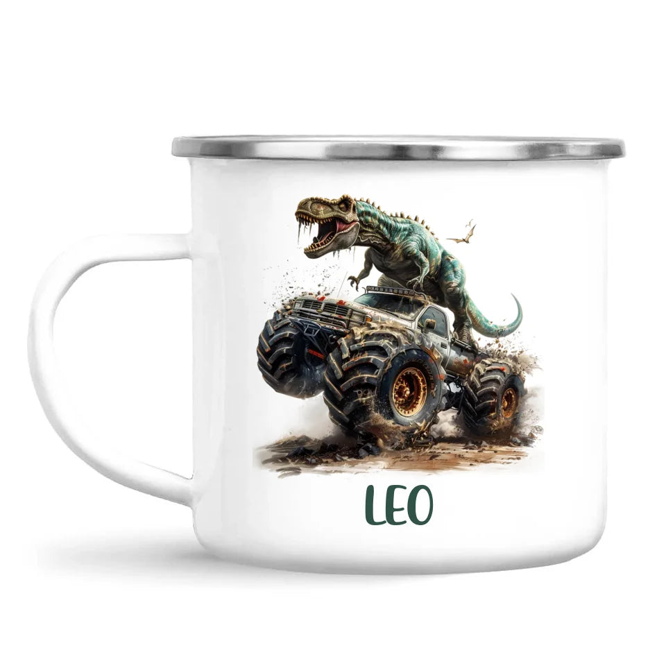 Personalised Dinosaur Monster Truck Kids Cup - Custom Name Mug for Boys - 11oz, 6oz or Enamel Cup - NZ Made Gift