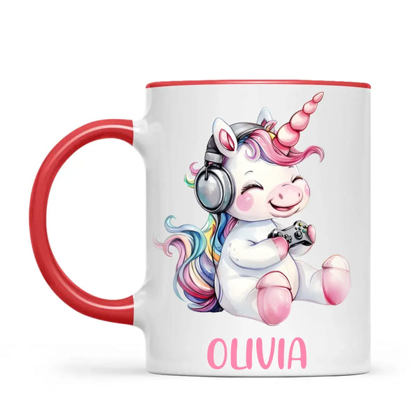 Personalised Gaming Unicorn Kids Cup - Custom Name Cup - 11oz, 6oz or Enamel Cup - Cute Gamer Unicorn Gift - NZ Made