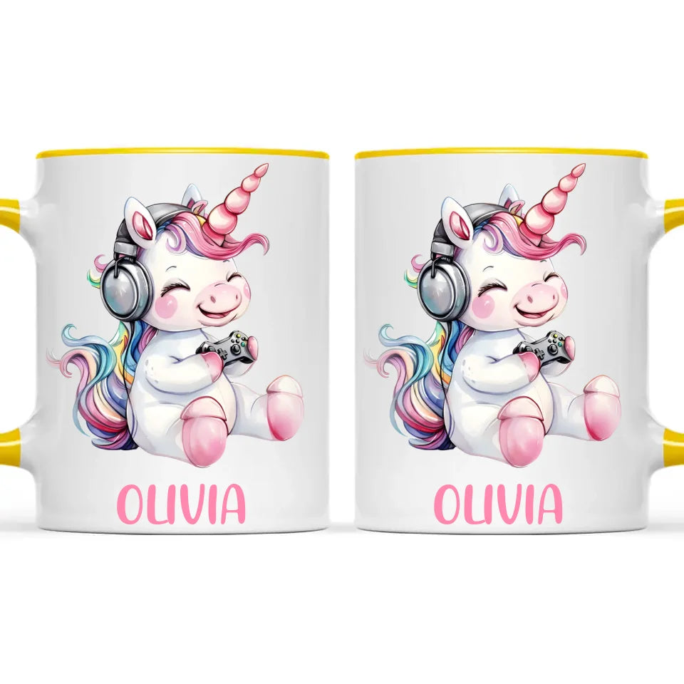 Personalised Gaming Unicorn Kids Cup - Custom Name Cup - 11oz, 6oz or Enamel Cup - Cute Gamer Unicorn Gift - NZ Made