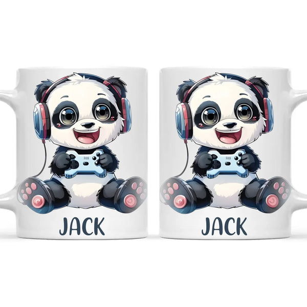 Personalised Gaming Panda Kids Cup - Custom Name Cup - 11oz, 6oz or Enamel Cup - Cute Gamer Panda Gift - NZ Made
