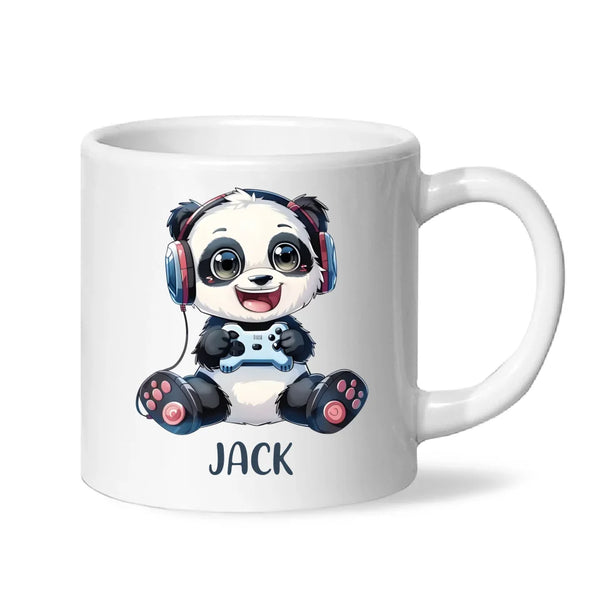 Personalised Gaming Panda Kids Cup - Custom Name Cup - 11oz, 6oz or Enamel Cup - Cute Gamer Panda Gift - NZ Made