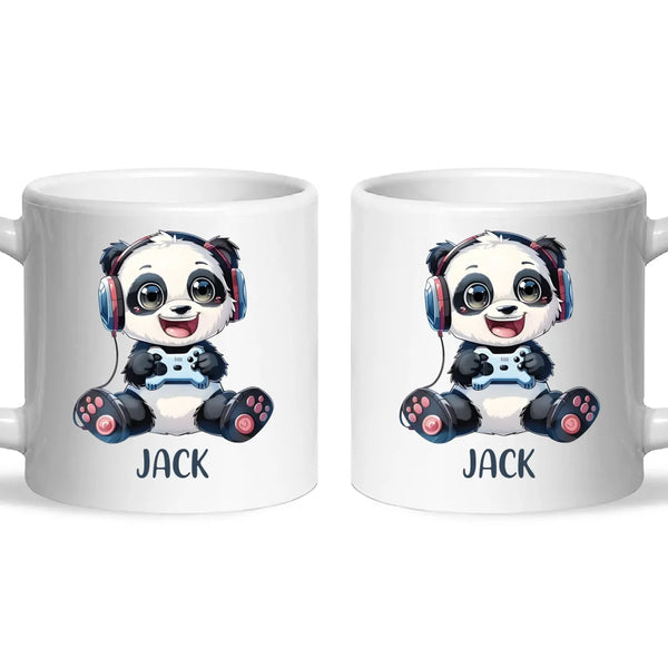 Personalised Gaming Panda Kids Cup - Custom Name Cup - 11oz, 6oz or Enamel Cup - Cute Gamer Panda Gift - NZ Made