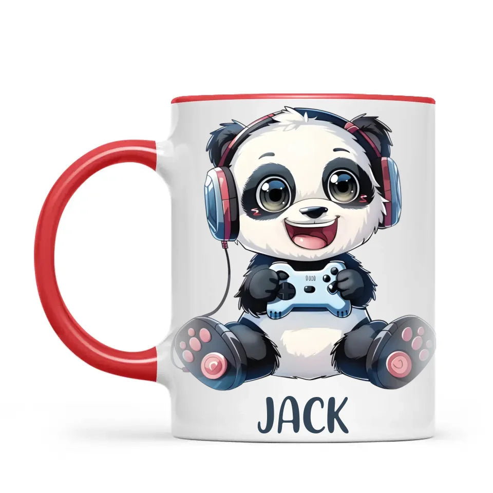 Personalised Gaming Panda Kids Cup - Custom Name Cup - 11oz, 6oz or Enamel Cup - Cute Gamer Panda Gift - NZ Made
