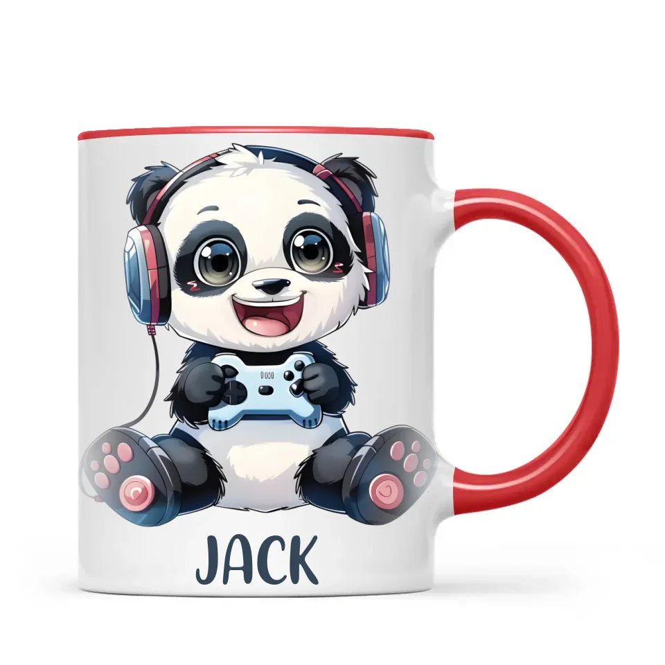 Personalised Gaming Panda Kids Cup - Custom Name Cup - 11oz, 6oz or Enamel Cup - Cute Gamer Panda Gift - NZ Made