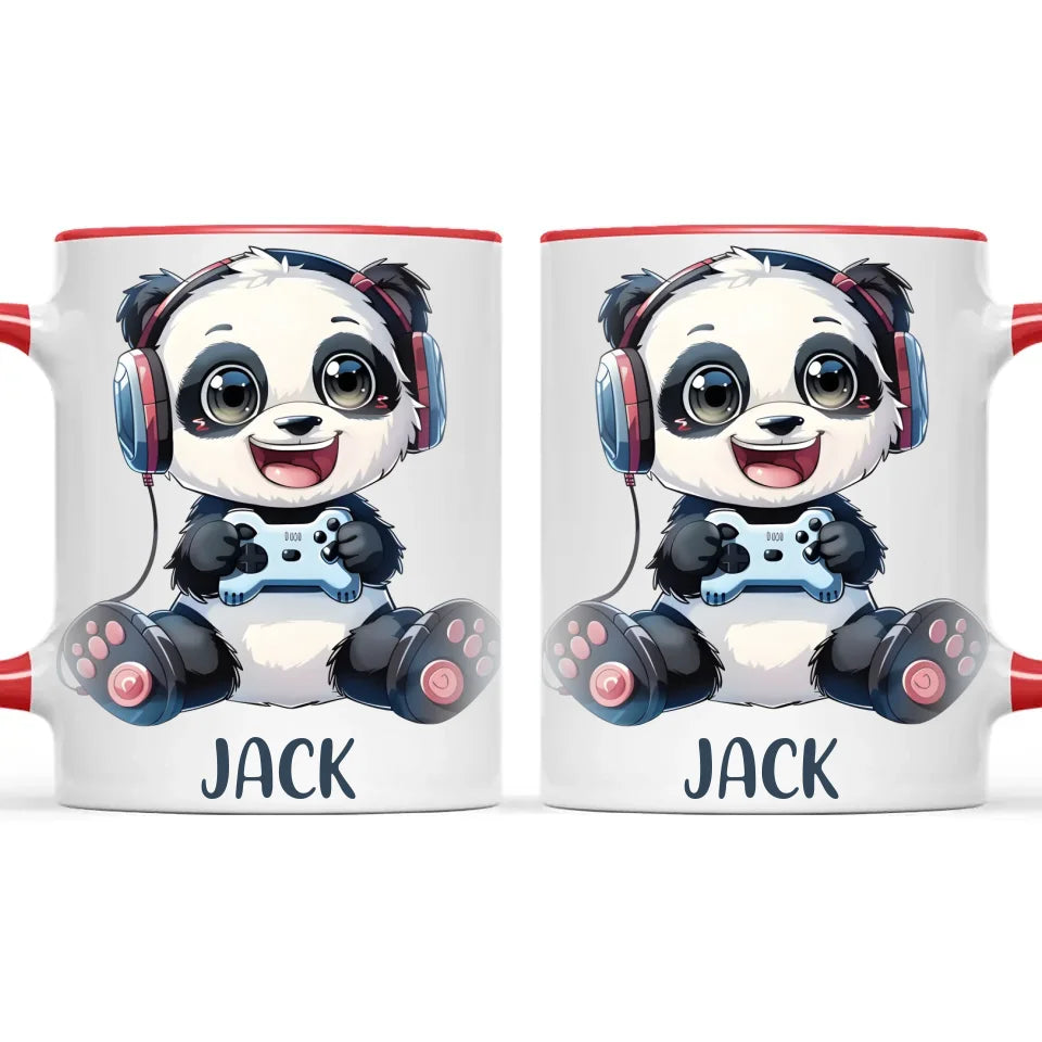 Personalised Gaming Panda Kids Cup - Custom Name Cup - 11oz, 6oz or Enamel Cup - Cute Gamer Panda Gift - NZ Made