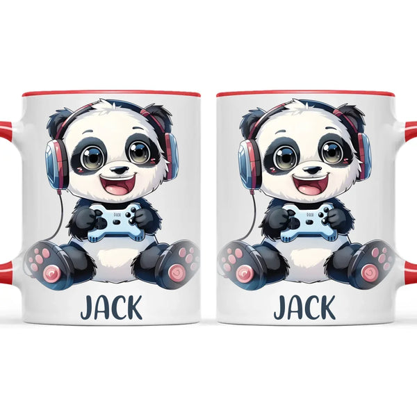 Personalised Gaming Panda Kids Cup - Custom Name Cup - 11oz, 6oz or Enamel Cup - Cute Gamer Panda Gift - NZ Made
