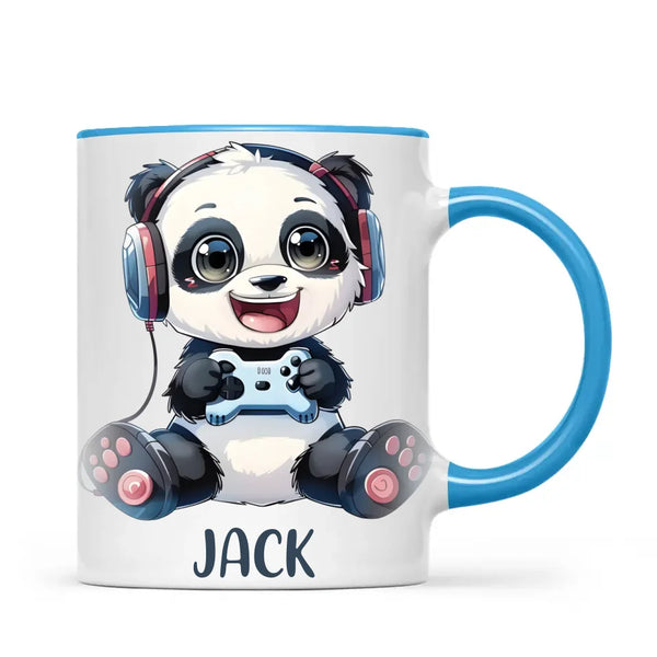 Personalised Gaming Panda Kids Cup - Custom Name Cup - 11oz, 6oz or Enamel Cup - Cute Gamer Panda Gift - NZ Made