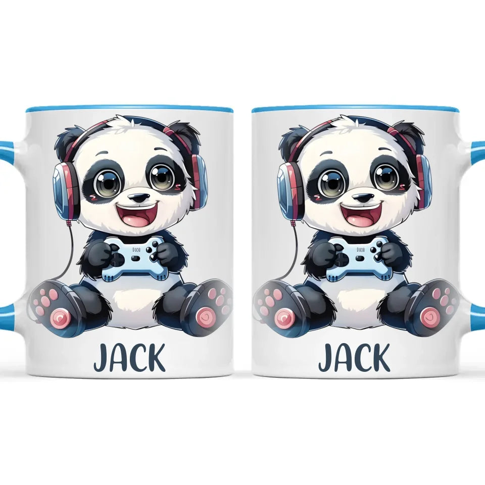 Personalised Gaming Panda Kids Cup - Custom Name Cup - 11oz, 6oz or Enamel Cup - Cute Gamer Panda Gift - NZ Made