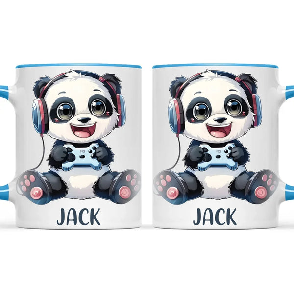 Personalised Gaming Panda Kids Cup - Custom Name Cup - 11oz, 6oz or Enamel Cup - Cute Gamer Panda Gift - NZ Made
