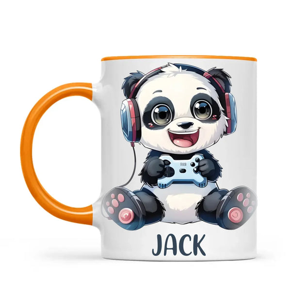 Personalised Gaming Panda Kids Cup - Custom Name Cup - 11oz, 6oz or Enamel Cup - Cute Gamer Panda Gift - NZ Made