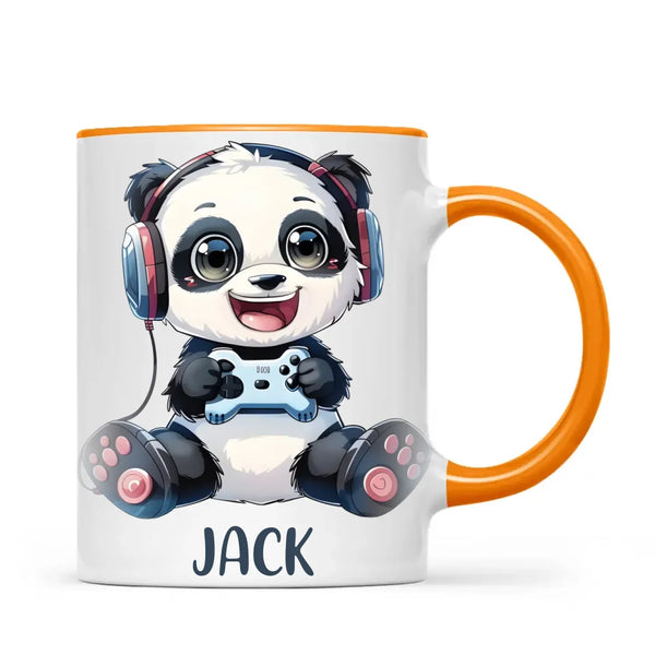 Personalised Gaming Panda Kids Cup - Custom Name Cup - 11oz, 6oz or Enamel Cup - Cute Gamer Panda Gift - NZ Made