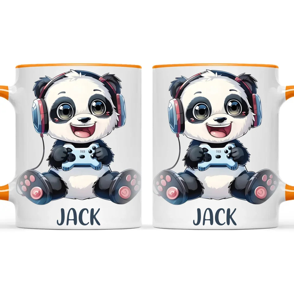 Personalised Gaming Panda Kids Cup - Custom Name Cup - 11oz, 6oz or Enamel Cup - Cute Gamer Panda Gift - NZ Made