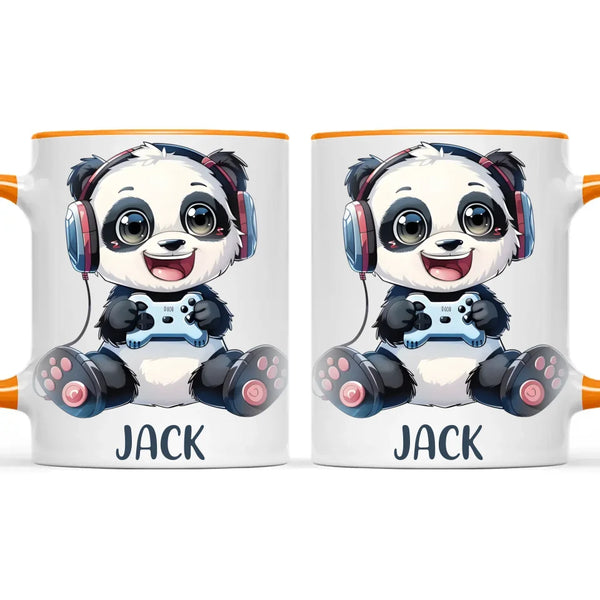 Personalised Gaming Panda Kids Cup - Custom Name Cup - 11oz, 6oz or Enamel Cup - Cute Gamer Panda Gift - NZ Made