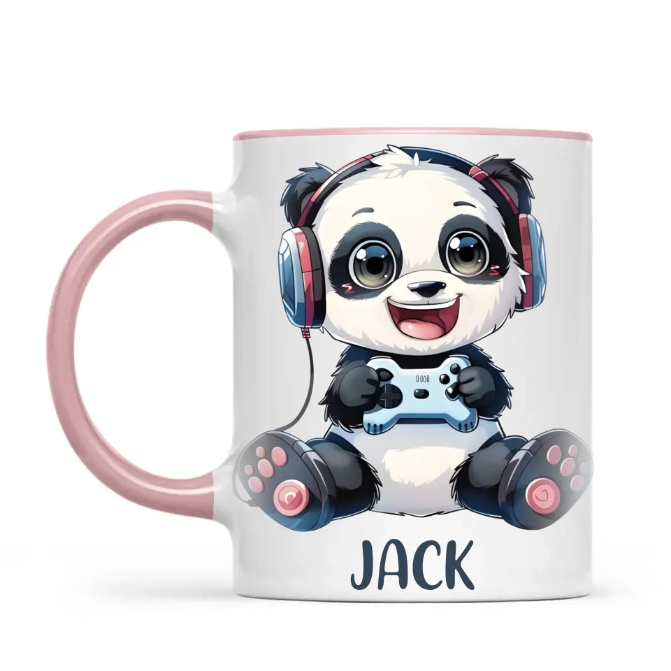 Personalised Gaming Panda Kids Cup - Custom Name Cup - 11oz, 6oz or Enamel Cup - Cute Gamer Panda Gift - NZ Made