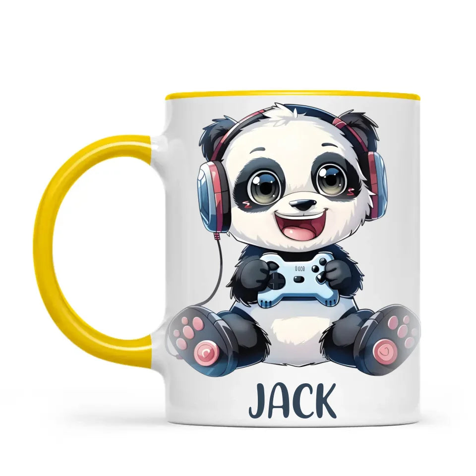 Personalised Gaming Panda Kids Cup - Custom Name Cup - 11oz, 6oz or Enamel Cup - Cute Gamer Panda Gift - NZ Made