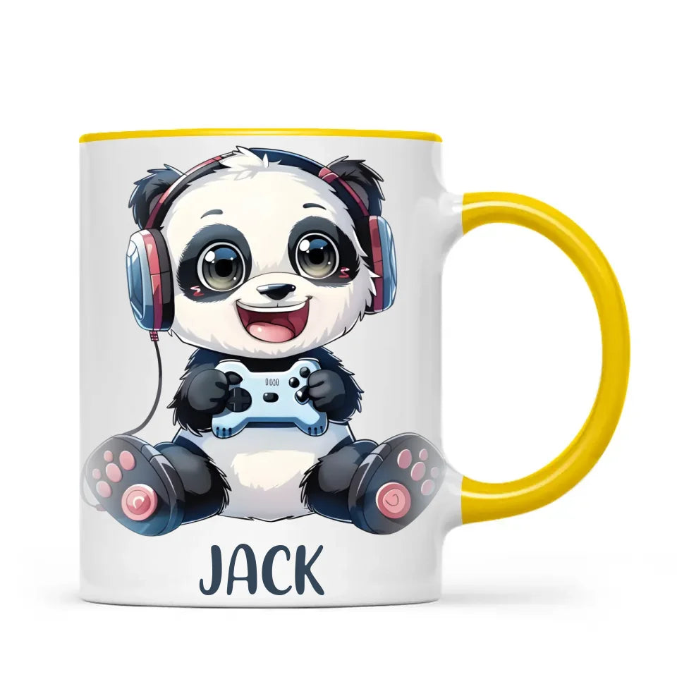 Personalised Gaming Panda Kids Cup - Custom Name Cup - 11oz, 6oz or Enamel Cup - Cute Gamer Panda Gift - NZ Made