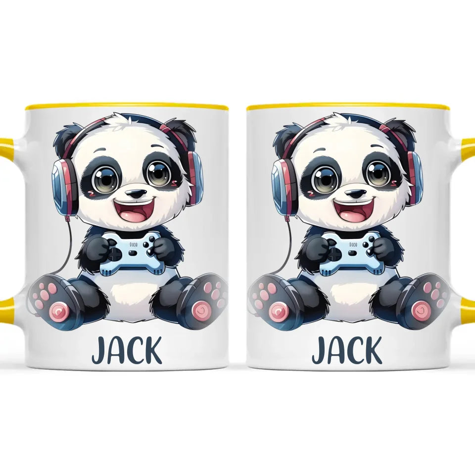 Personalised Gaming Panda Kids Cup - Custom Name Cup - 11oz, 6oz or Enamel Cup - Cute Gamer Panda Gift - NZ Made
