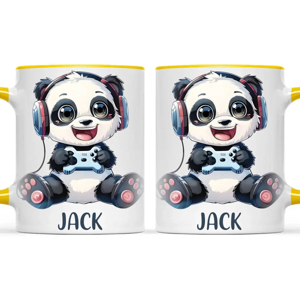 Personalised Gaming Panda Kids Cup - Custom Name Cup - 11oz, 6oz or Enamel Cup - Cute Gamer Panda Gift - NZ Made