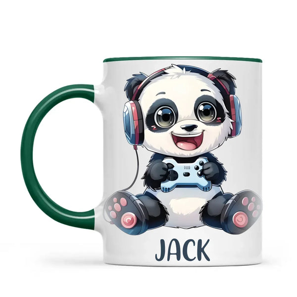 Personalised Gaming Panda Kids Cup - Custom Name Cup - 11oz, 6oz or Enamel Cup - Cute Gamer Panda Gift - NZ Made