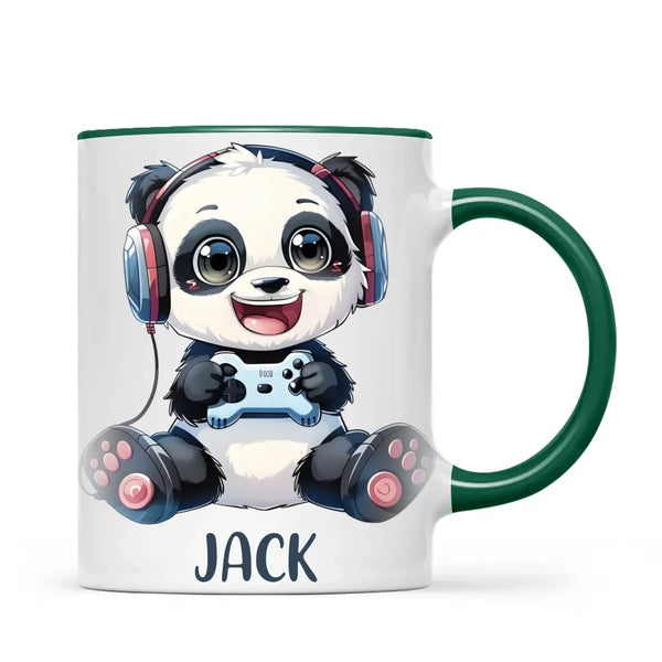 Personalised Gaming Panda Kids Cup - Custom Name Cup - 11oz, 6oz or Enamel Cup - Cute Gamer Panda Gift - NZ Made