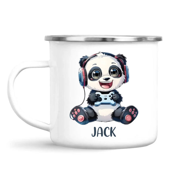 Personalised Gaming Panda Kids Cup - Custom Name Cup - 11oz, 6oz or Enamel Cup - Cute Gamer Panda Gift - NZ Made