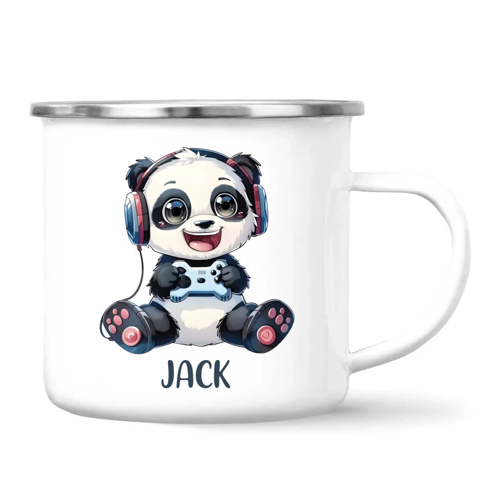 Personalised Gaming Panda Kids Cup - Custom Name Cup - 11oz, 6oz or Enamel Cup - Cute Gamer Panda Gift - NZ Made