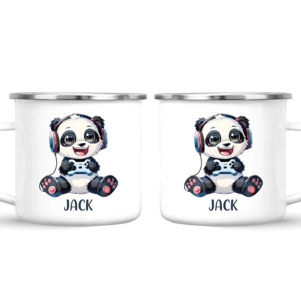 Personalised Gaming Panda Kids Cup - Custom Name Cup - 11oz, 6oz or Enamel Cup - Cute Gamer Panda Gift - NZ Made