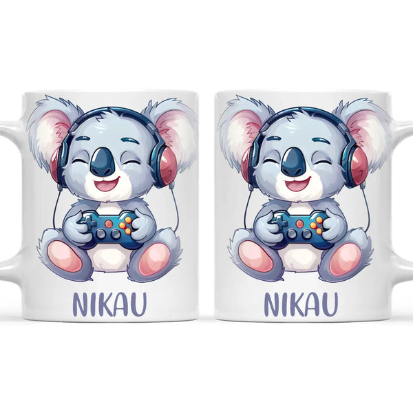 Personalised Gaming Koala Kids Cup - Custom Name Cup - 11oz, 6oz or Enamel - Cute Koala Gamer Gift - NZ Made