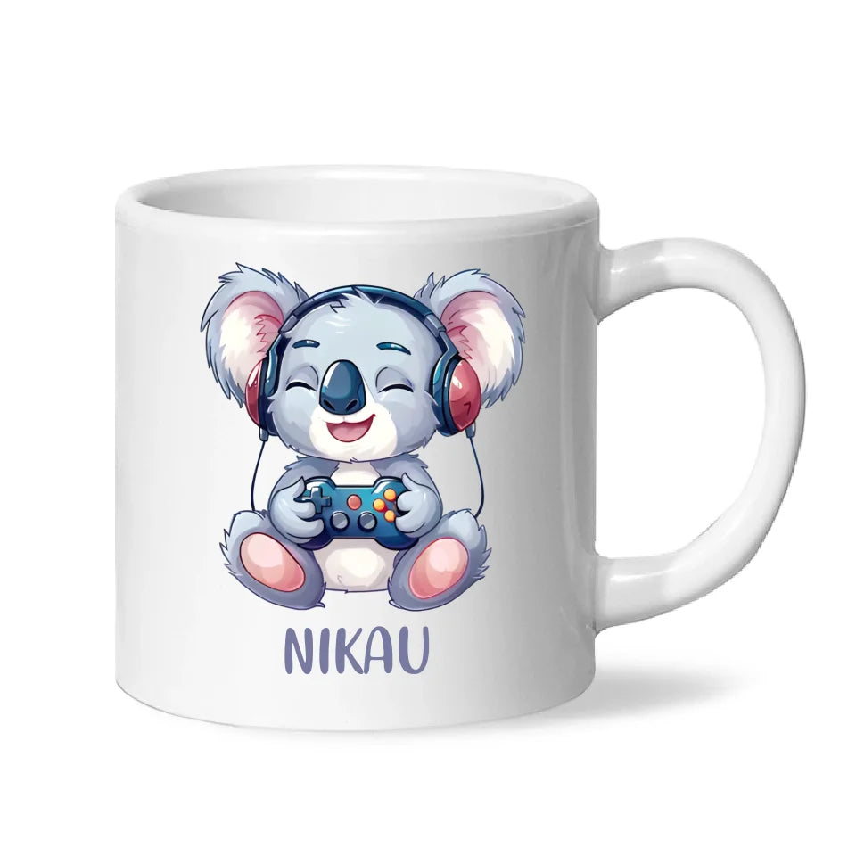 Personalised Gaming Koala Kids Cup - Custom Name Cup - 11oz, 6oz or Enamel - Cute Koala Gamer Gift - NZ Made