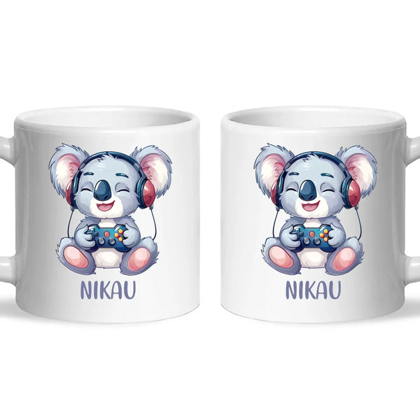 Personalised Gaming Koala Kids Cup - Custom Name Cup - 11oz, 6oz or Enamel - Cute Koala Gamer Gift - NZ Made