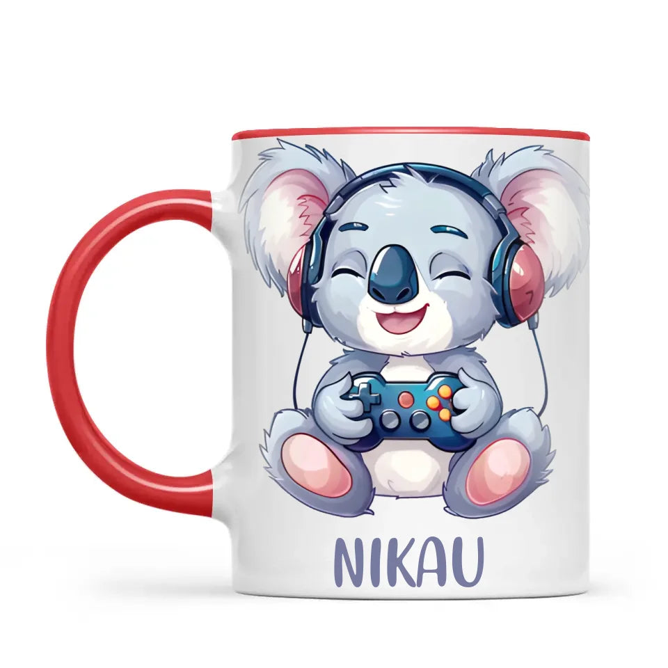 Personalised Gaming Koala Kids Cup - Custom Name Cup - 11oz, 6oz or Enamel - Cute Koala Gamer Gift - NZ Made