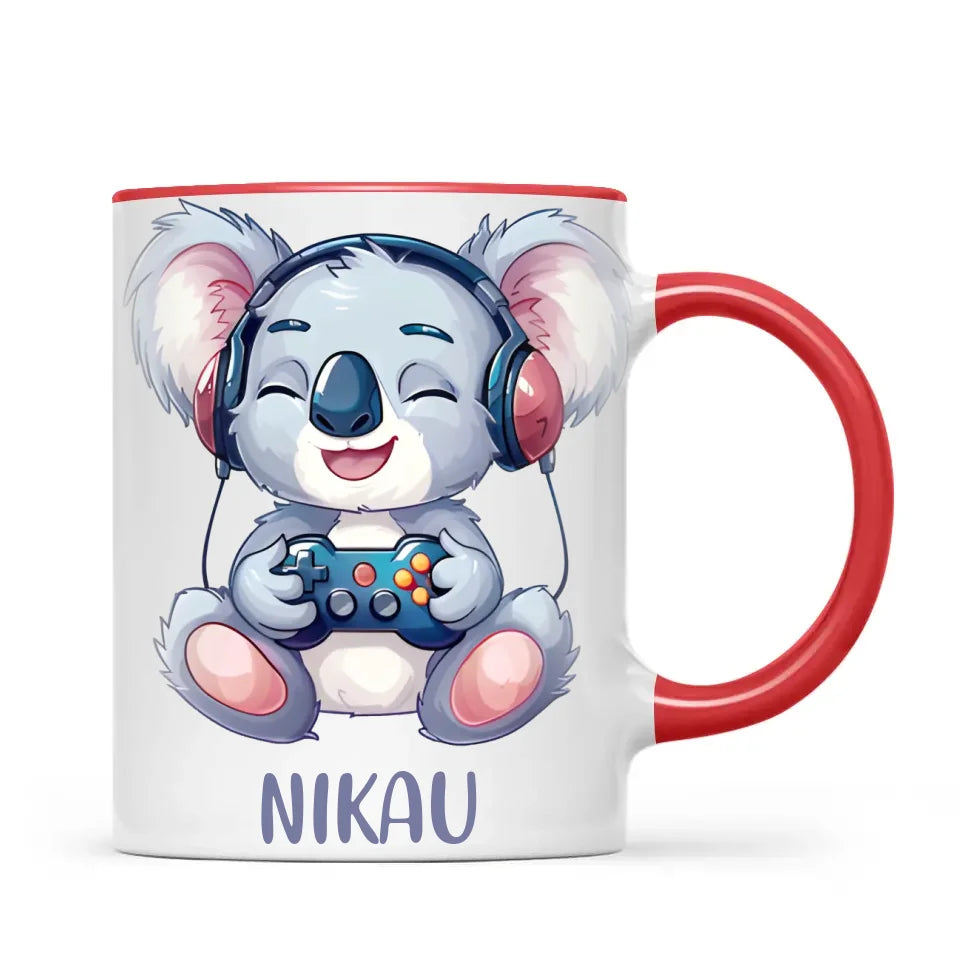 Personalised Gaming Koala Kids Cup - Custom Name Cup - 11oz, 6oz or Enamel - Cute Koala Gamer Gift - NZ Made