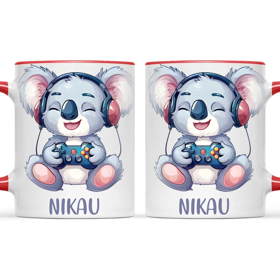 Personalised Gaming Koala Kids Cup - Custom Name Cup - 11oz, 6oz or Enamel - Cute Koala Gamer Gift - NZ Made