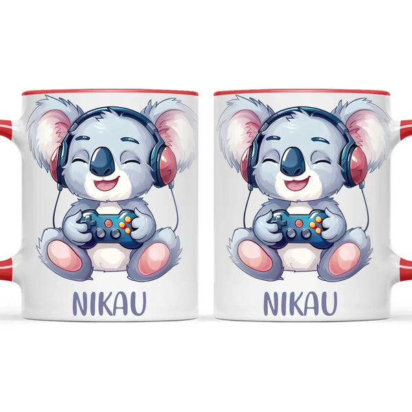 Personalised Gaming Koala Kids Cup - Custom Name Cup - 11oz, 6oz or Enamel - Cute Koala Gamer Gift - NZ Made