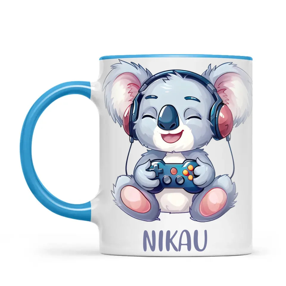 Personalised Gaming Koala Kids Cup - Custom Name Cup - 11oz, 6oz or Enamel - Cute Koala Gamer Gift - NZ Made