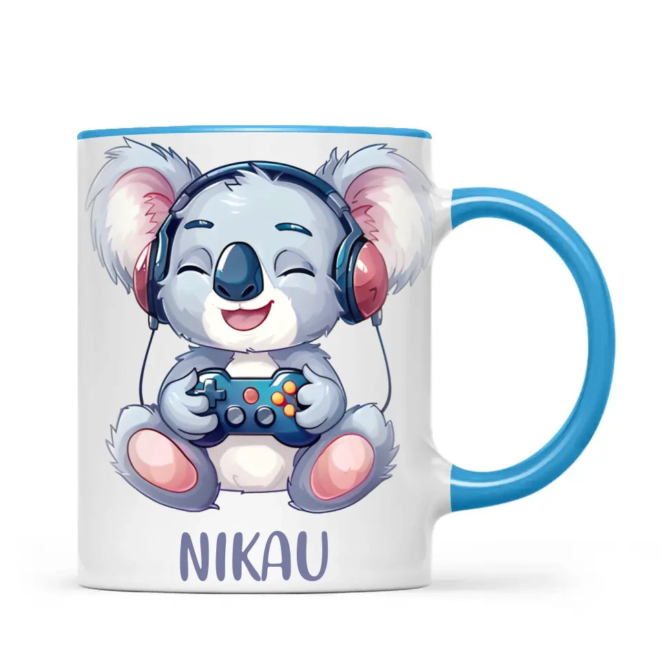 Personalised Gaming Koala Kids Cup - Custom Name Cup - 11oz, 6oz or Enamel - Cute Koala Gamer Gift - NZ Made
