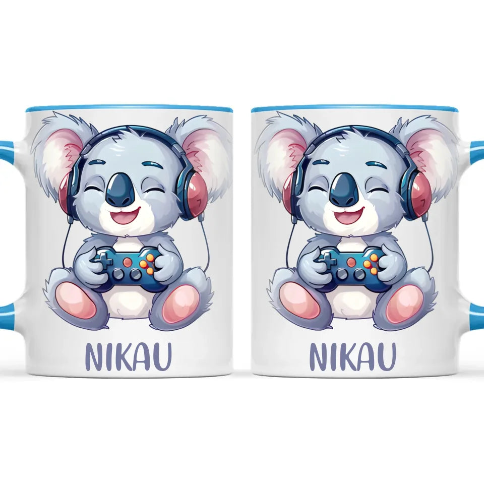 Personalised Gaming Koala Kids Cup - Custom Name Cup - 11oz, 6oz or Enamel - Cute Koala Gamer Gift - NZ Made