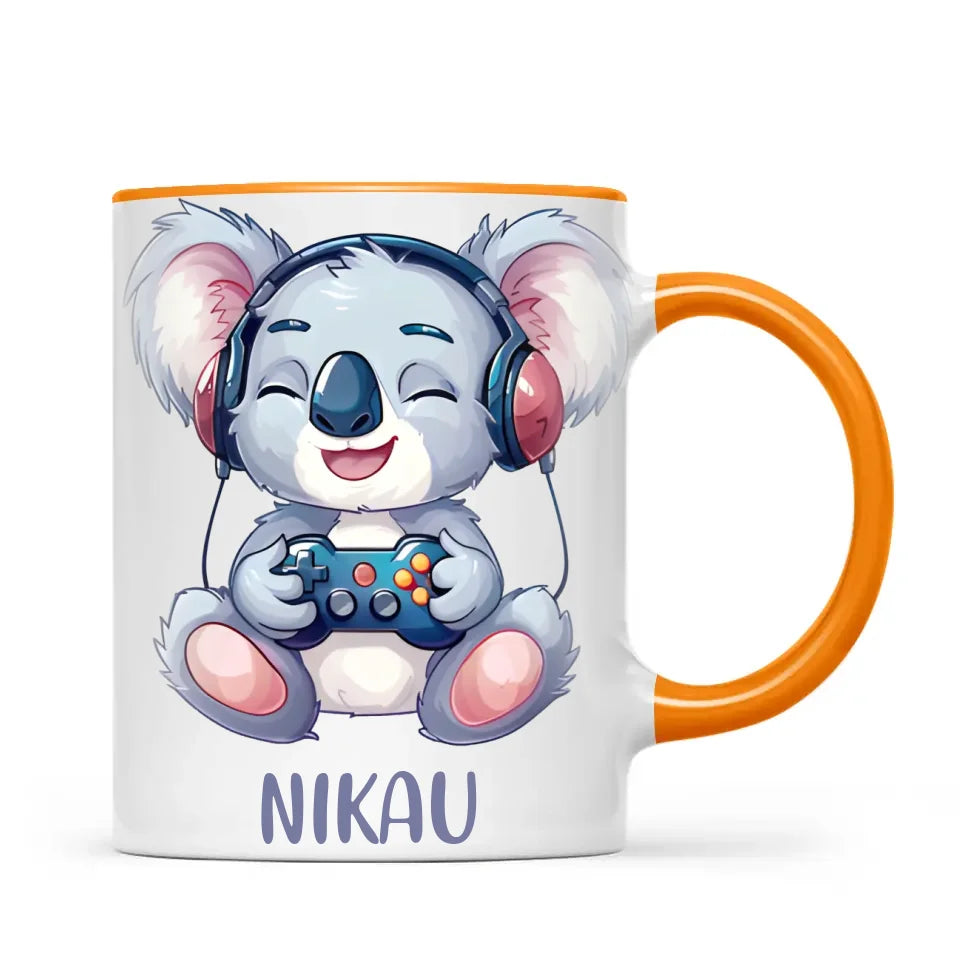 Personalised Gaming Koala Kids Cup - Custom Name Cup - 11oz, 6oz or Enamel - Cute Koala Gamer Gift - NZ Made