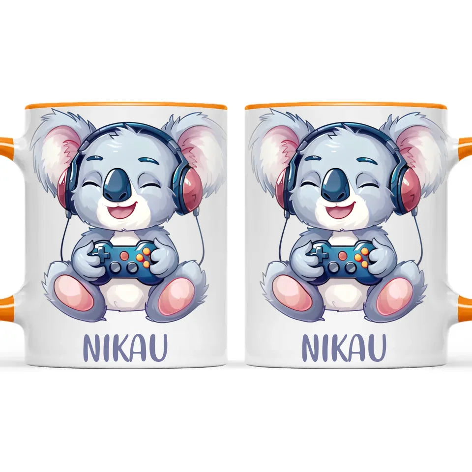 Personalised Gaming Koala Kids Cup - Custom Name Cup - 11oz, 6oz or Enamel - Cute Koala Gamer Gift - NZ Made