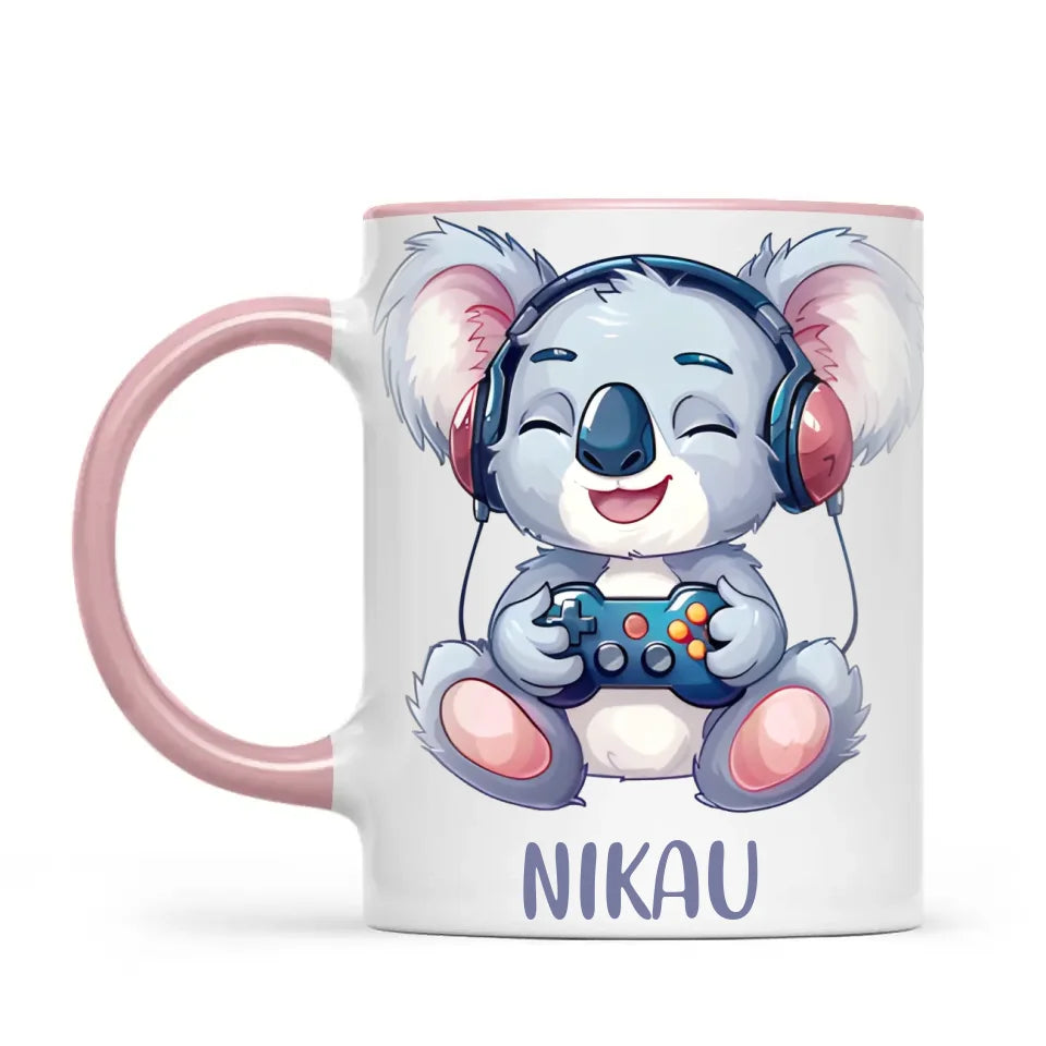 Personalised Gaming Koala Kids Cup - Custom Name Cup - 11oz, 6oz or Enamel - Cute Koala Gamer Gift - NZ Made
