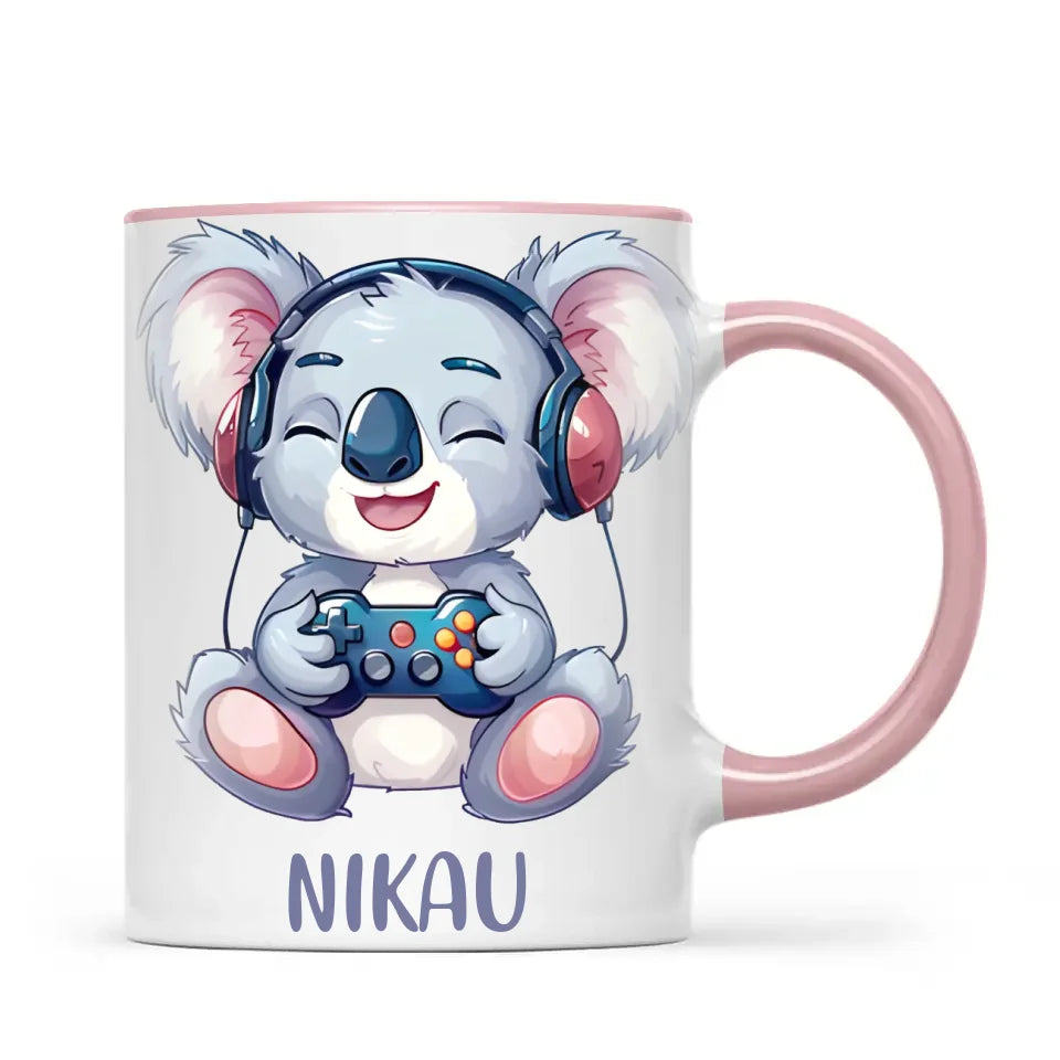 Personalised Gaming Koala Kids Cup - Custom Name Cup - 11oz, 6oz or Enamel - Cute Koala Gamer Gift - NZ Made
