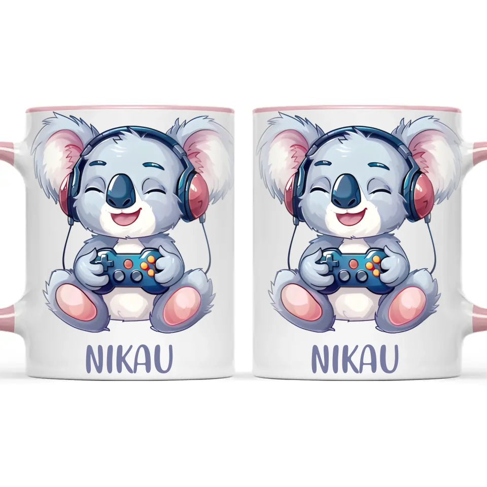 Personalised Gaming Koala Kids Cup - Custom Name Cup - 11oz, 6oz or Enamel - Cute Koala Gamer Gift - NZ Made