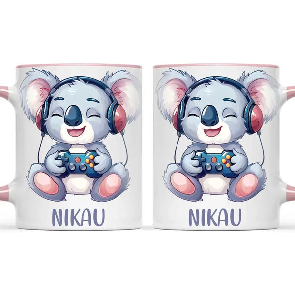 Personalised Gaming Koala Kids Cup - Custom Name Cup - 11oz, 6oz or Enamel - Cute Koala Gamer Gift - NZ Made